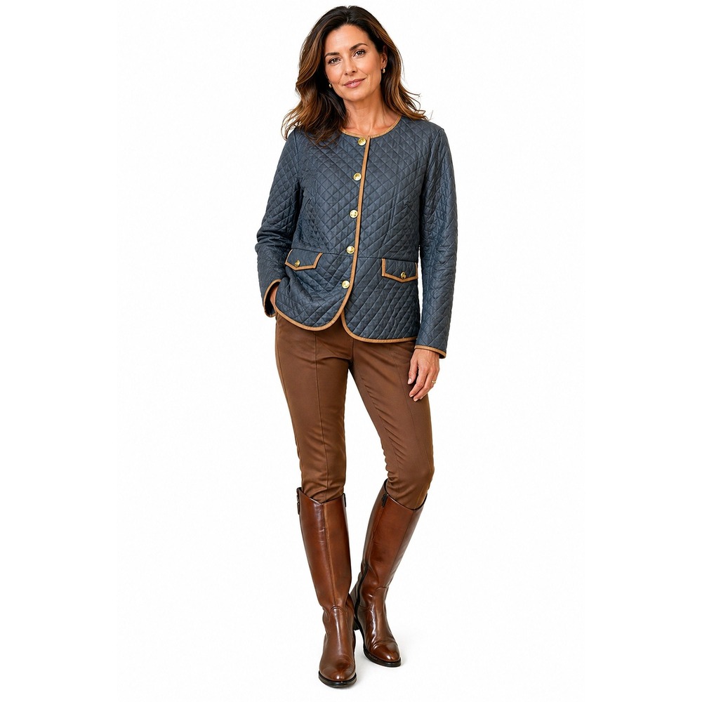 Vintage Diane Gilman Quilted Navy Blazer with Gold Buttons - Picture 1 of 9